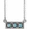 14K White Natural Blue Zircon Three-Stone Bar 16-18