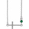 Sterling Silver Emerald Sideways Cross 16-18