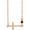 14K Rose Natural Mozambique Garnet Sideways Cross 16-18