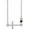 14K White Natural Mozambique Garnet Sideways Cross 16-18