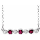 Sterling Silver Lab-Grown Ruby & .08 CTW Natural Diamond Bezel-Set 16-18" Necklace