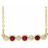 14K Yellow Natural Ruby & .08 CTW Natural Diamond Bezel-Set 16-18" Necklace