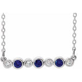 Platinum Lab-Grown Blue Sapphire & .08 CTW Natural Diamond Bezel-Set 16-18" Necklace