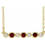 14K Yellow Natural Mozambique Garnet & .08 CTW Natural Diamond Bezel-Set 16-18" Necklace