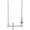 Sterling Silver Natural Citrine Sideways Cross 16-18