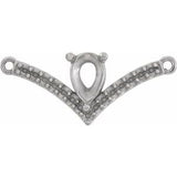 Sterling Silver Accented "V" Necklace Center