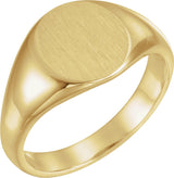 14K Yellow Gold 12.5x10.5 mm Oval Signet Ring