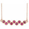14K Rose Natural Pink Tourmaline Bezel-Set Bar 16-18