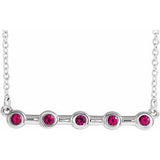 Sterling Silver Lab-Grown Ruby Bezel-Set Bar 16" Necklace