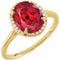 14K Yellow 10x8 mm Lab-Grown Ruby & .06 CTW Natural Diamond Ring