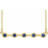 14K Yellow Lab-Grown Blue Sapphire Bezel-Set Bar 16" Necklace