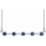 Platinum Natural Blue Sapphire Bezel-Set Bar 18" Necklace