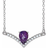 Platinum Natural Amethyst & .06 CTW Natural Diamond 16" Necklace