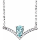 Sterling Silver Natural Aquamarine & .06 CTW Natural Diamond 18" Necklace