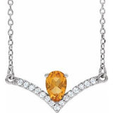Platinum Natural Citrine & .06 CTW Natural Diamond 18" Necklace