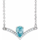 Sterling Silver Natural Blue Zircon & .06 CTW Natural Diamond 16" Necklace