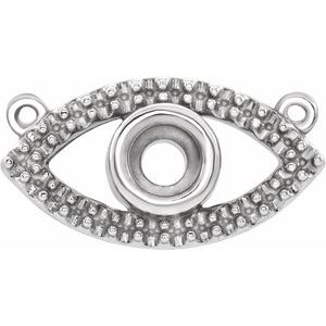 14K White Accented Evil Eye Necklace Center