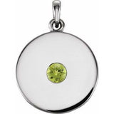 Platinum Natural Peridot Disc Pendant