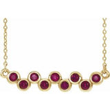 14K Yellow Natural Ruby Bezel-Set Bar 16-18" Necklace