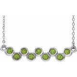Platinum Natural Peridot Bezel-Set Bar 16-18" Necklace
