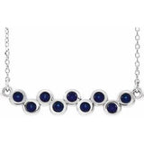Sterling Silver Lab-Grown Blue Sapphire Bezel-Set Bar 16-18" Necklace