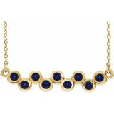 14K Yellow Lab-Grown Blue Sapphire Bezel-Set Bar 16-18" Necklace