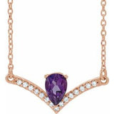 14K Rose Natural Amethyst & .06 CTW Natural Diamond 18" Necklace