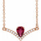14K Rose Natural Ruby & .06 CTW Natural Diamond 18