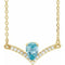14K Yellow Natural Blue Zircon & .06 CTW Natural Diamond 18