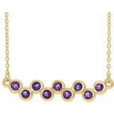 14K Yellow Natural Amethyst Bezel-Set Bar 16-18" Necklace