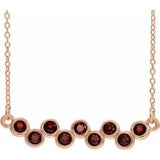 14K Rose Natural Mozambique Garnet Bezel-Set Bar 16-18" Necklace