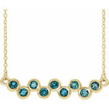 14K Yellow Natural Aquamarine Bezel-Set Bar 16-18" Necklace
