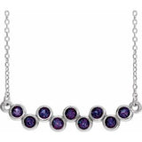 Platinum Natural Alexandrite Bezel-Set Bar 16-18" Necklace
