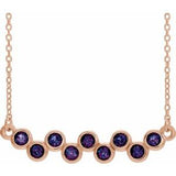 14K Rose Lab-Grown Alexandrite Bezel-Set Bar 16-18" Necklace