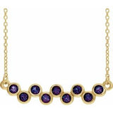 14K Yellow Natural Alexandrite Bezel-Set Bar 16-18" Necklace