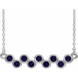 14K White Lab-Grown Blue Sapphire Bezel-Set Bar 16-18" Necklace