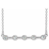 14K White 1/6 CTW Natural Diamond Bezel-Set Bar 16" Necklace