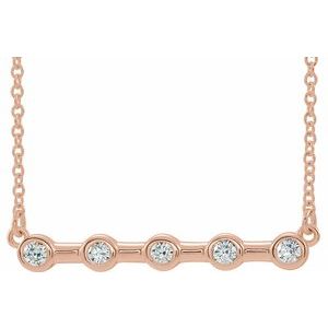 14K Rose 1/6 CTW Natural Diamond Bezel-Set Bar 18" Necklace