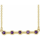 14K Yellow Natural Amethyst Bezel-Set Bar 16" Necklace