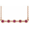 14K Rose Natural Pink Tourmaline Bezel-Set Bar 16