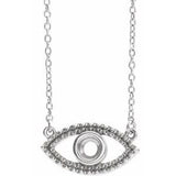 Sterling Silver Accented Evil Eye 16" Necklace Mounting