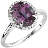 14K White 10x8 mm Lab-Grown Alexandrite & .06 CTW Natural Diamond Ring