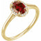 14K Yellow 7x5 mm Natural Mozambique Garnet & .03 CTW Natural Diamond Ring