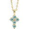 14K Yellow Natural Aquamarine Cross 16-18