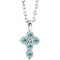 Platinum Natural Aquamarine Cross 16-18