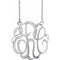 14K White 30 mm 3-Initials Imitation Blue Zircon Script Monogram 18