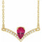 14K Yellow Lab-Grown Ruby & .06 CTW Natural Diamond 18