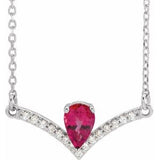 Sterling Silver Lab-Grown Ruby & .06 CTW Natural Diamond 16" Necklace