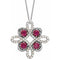 Platinum Lab-Grown Ruby & 1/6 CTW Diamond Clover 18