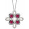 14K White Natural Pink Tourmaline & 1/8 CTW Natural Diamond Clover 18